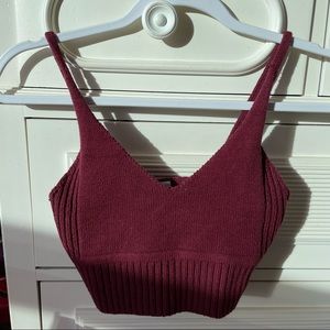 Urban Outfitters Burgundy Cropped Knit Tank Top size M